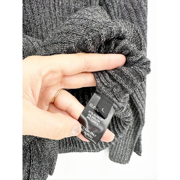 Eleven Six Nova Alpaca Metallic Lurex Blend Gray One Shoulder Sweater Size L - Picture 5 of 5